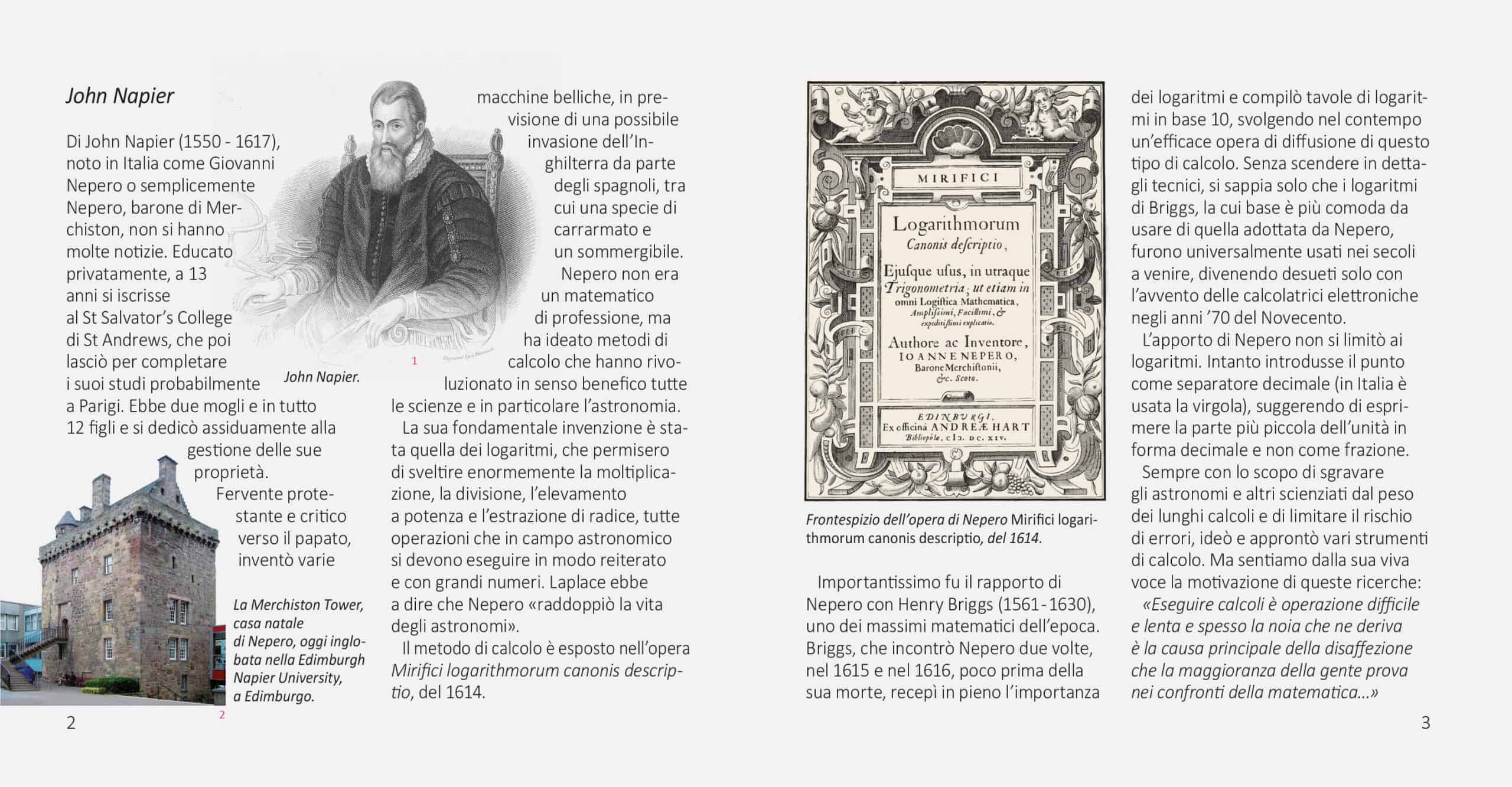 Pagine interne del libretto di istruzioni dei Bastoncini di Nepero Pagine interne del libretto di istruzioni dei Bastoncini di Nepero