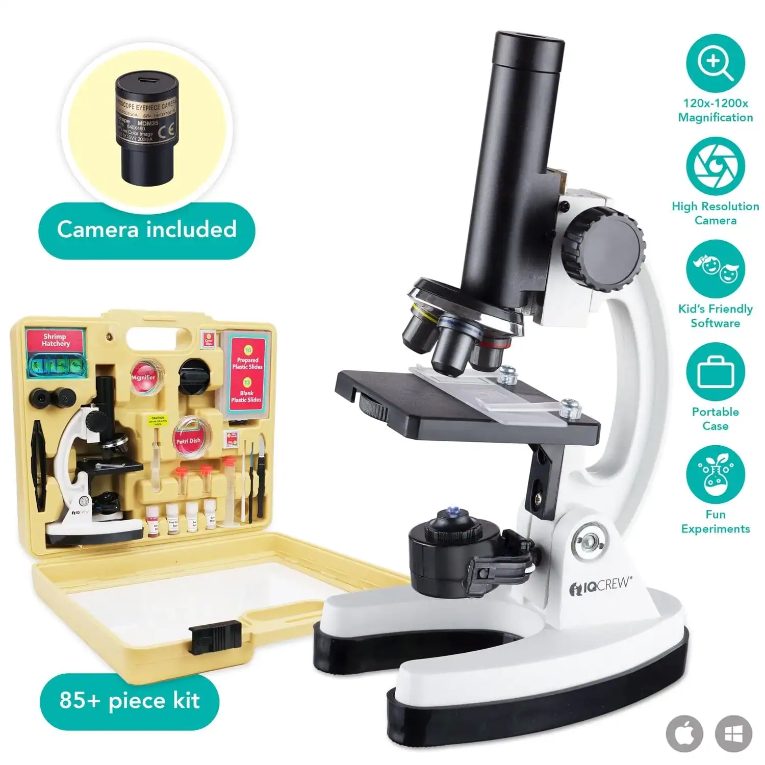Amscope - Microscopio composto per bambini da 85+ pezzi